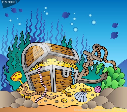 Image of Sea bottom with old treasure chest