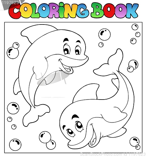 Image of Coloring book with dolphins 1