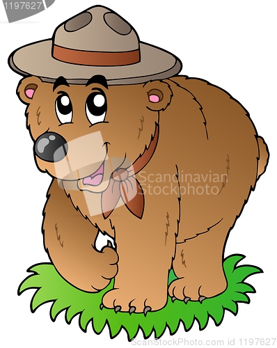 Image of Cartoon happy scout bear