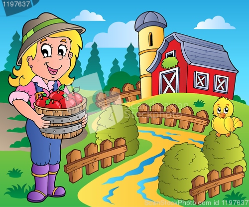 Image of Country scene with red barn 7