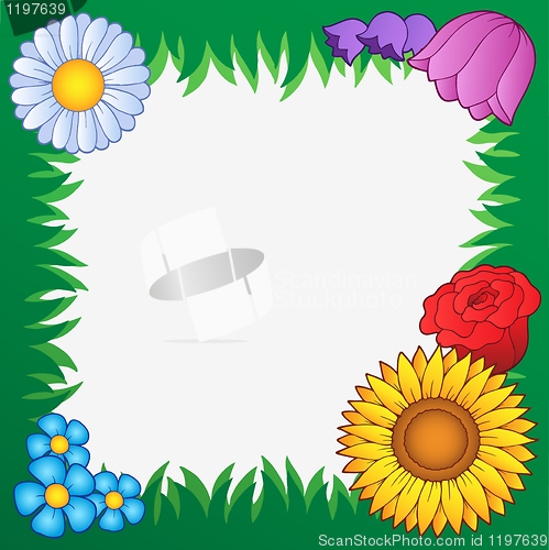 Image of Grass frame with flowers 2