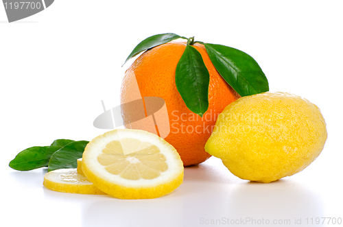 Image of Fresh whole orange and lemon