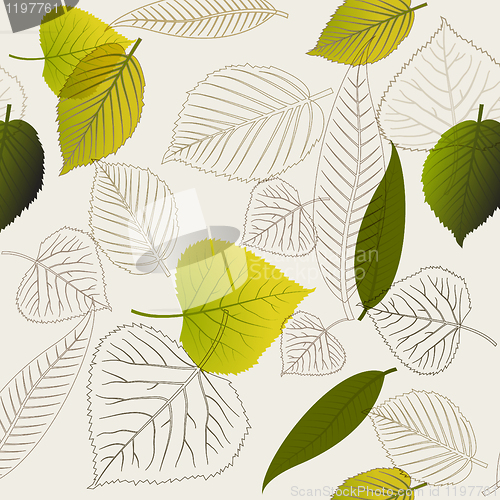 Image of Spring leafs abstract seamless pattern