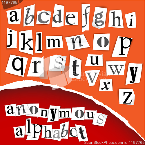 Image of Anonymous alphabet - white clippings