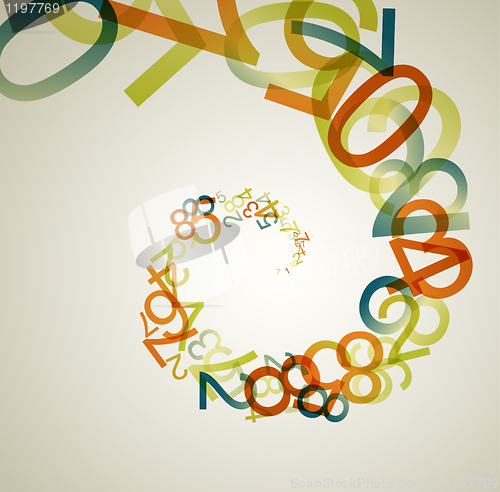 Image of Abstract retro background with colorful rainbow numbers