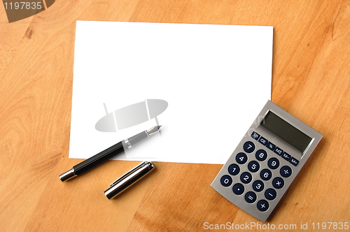 Image of business still life with copyspace