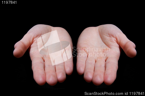 Image of empty hands on black