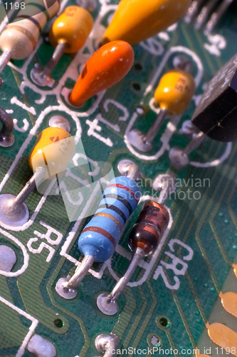 Image of Capacitors and resistors in a computer