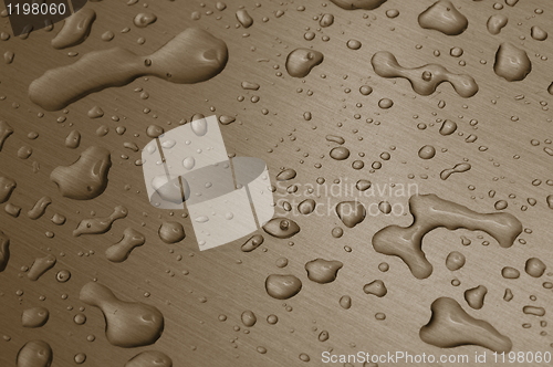 Image of water drops on metal surface