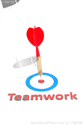 Image of teamwork concept with dart arrow