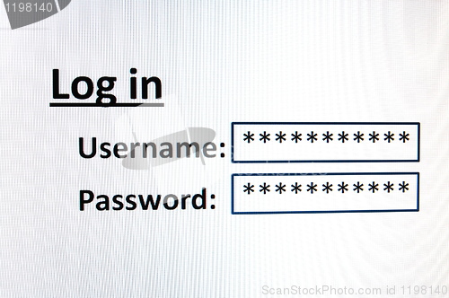 Image of login on a website in the internet
