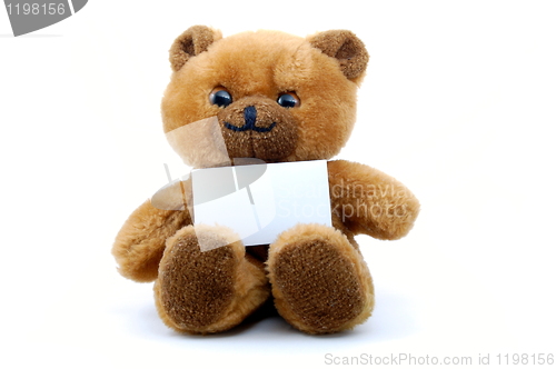 Image of isolated teddy with blank sheet