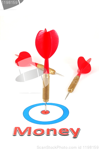 Image of money concept with dart arrow