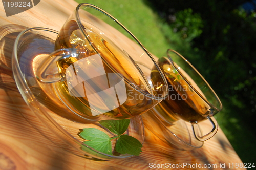 Image of cup tea in the garden