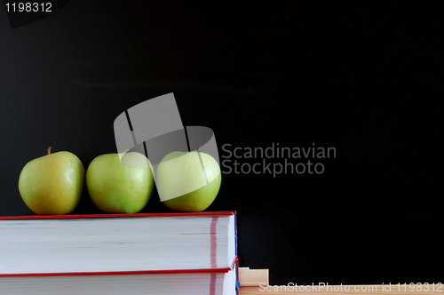 Image of blank blackboard with apples