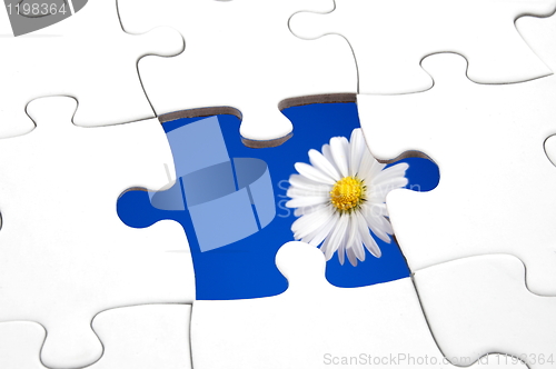 Image of puzzle and flower