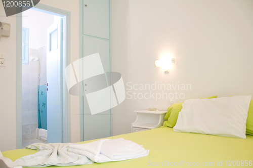 Image of typical apartment motel room to let Greek Islands Greece
