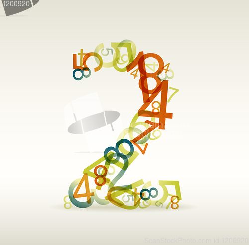 Image of Number two made from colorful numbers