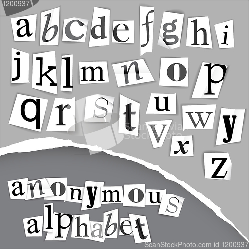 Image of Anonymous alphabet made from newspapers