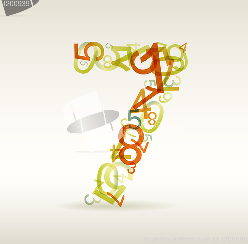 Image of Number seven made from colorful numbers