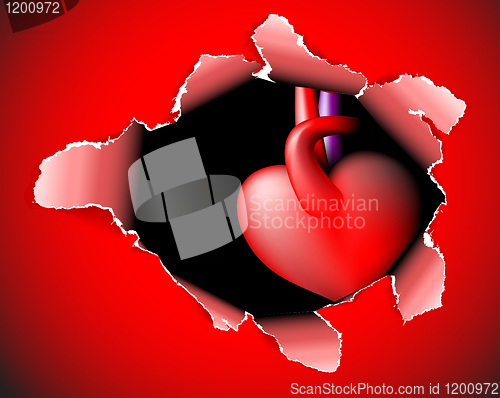 Image of Paper card with deep hole and heart