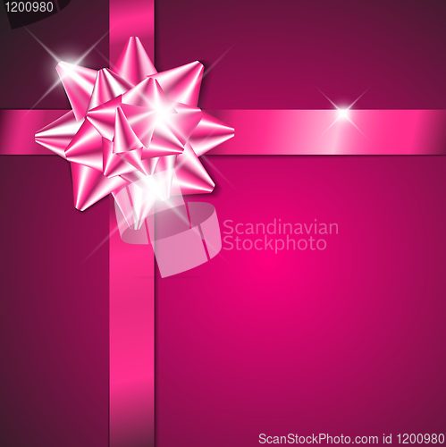 Image of Purple  bow on a purple ribbon with purple background