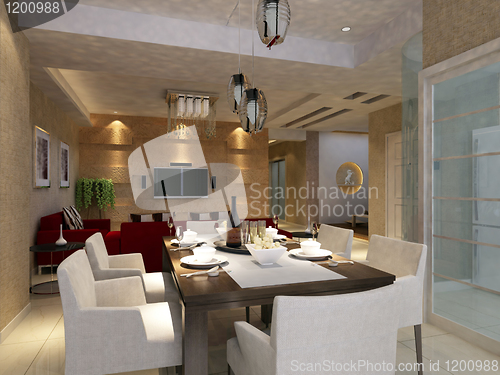 Image of Interior fashionable living-room rendering 