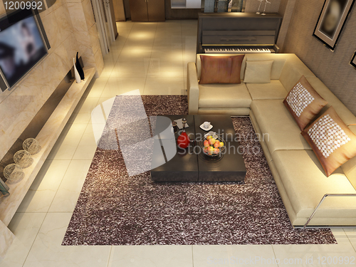 Image of Interior fashionable living-room rendering 