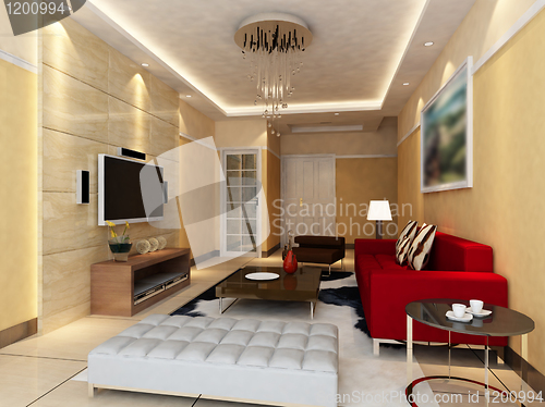 Image of Interior fashionable living-room rendering 