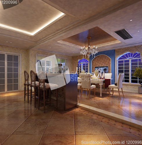 Image of Interior fashionable living-room rendering 