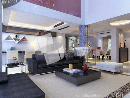 Image of Interior fashionable living-room rendering 