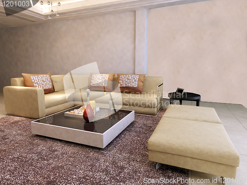 Image of Interior fashionable living-room rendering 