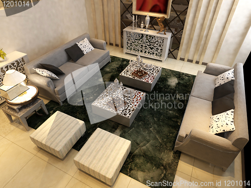 Image of Interior fashionable living-room rendering 