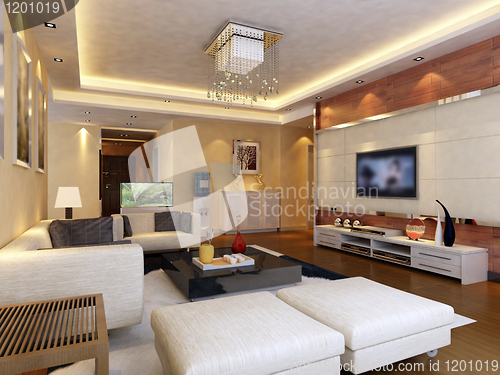 Image of Interior fashionable living-room rendering 