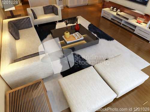 Image of Interior fashionable living-room rendering 