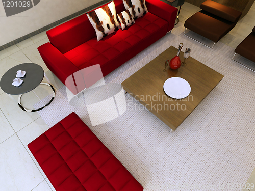 Image of Interior fashionable living-room rendering 