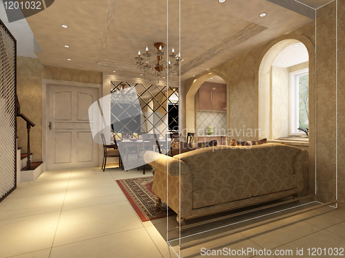 Image of Interior fashionable living-room rendering 