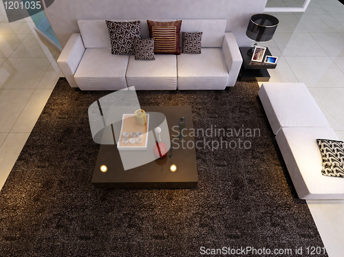 Image of Interior fashionable living-room rendering 