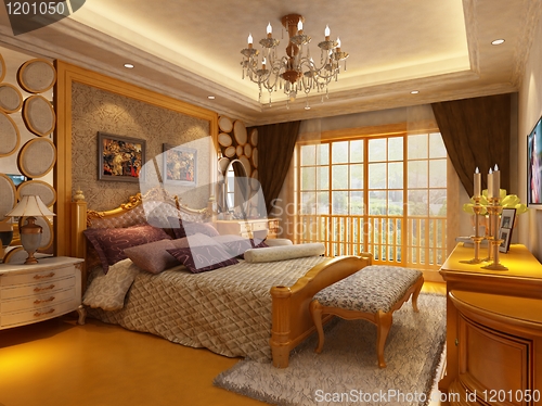 Image of rendering of home interior focused on bed room 