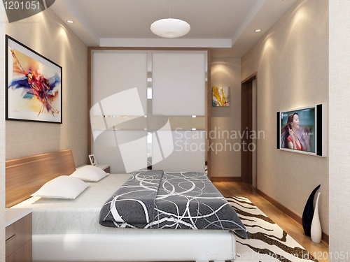 Image of rendering of home interior focused on bed room 
