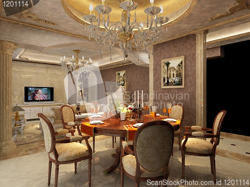 Image of Interior fashionable living-room rendering 