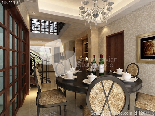Image of Interior fashionable living-room rendering 