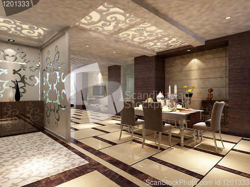 Image of Interior fashionable living-room rendering 