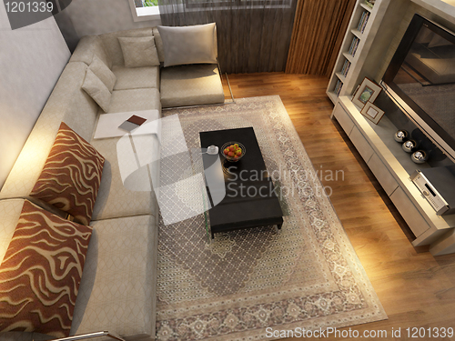 Image of Interior fashionable living-room rendering 