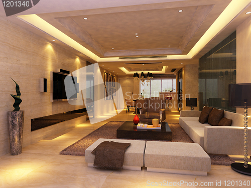 Image of Interior fashionable living-room rendering 