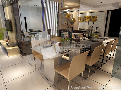 Image of Interior fashionable living-room rendering 