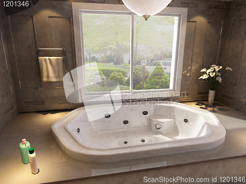 Image of rendering of the modern bathroom interior 