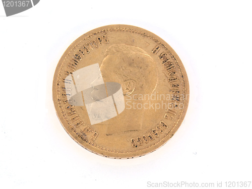 Image of Gold Russian coin on white background