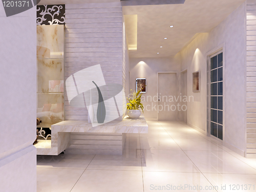 Image of Interior fashionable living-room rendering 