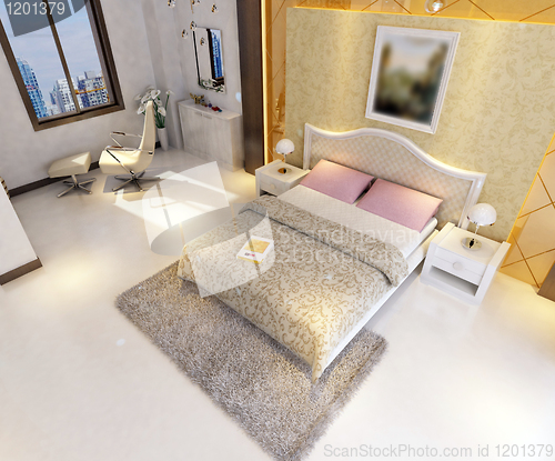 Image of rendering of home interior focused on bed room 